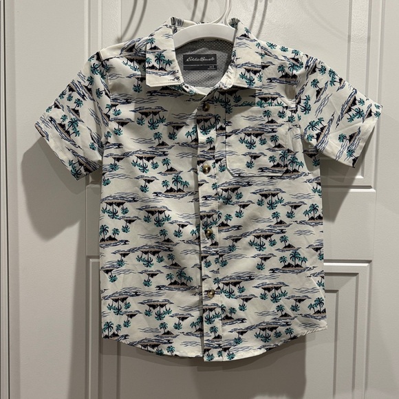 Eddie Bauer Other - Eddie Bauer Kids Tropical Print Shirt - White and Blue